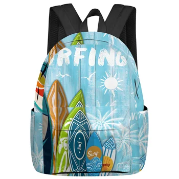 Рюкзаки из пальмовой доски в летнем стиле для серфинга, Изготовленные на заказ Студенческие школьные сумки, Рюкзак для ноутбука, Мужские, Женские, Дорожные Mochila