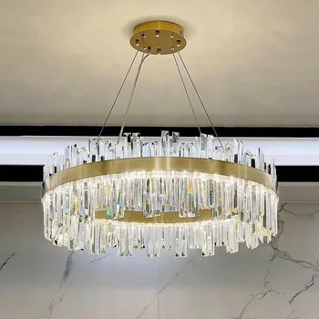 Роскошная хрустальная люстра для гостиной, современное минималистичное освещение для столовой, креативное подвесное освещение для столовой с возможностью изменения