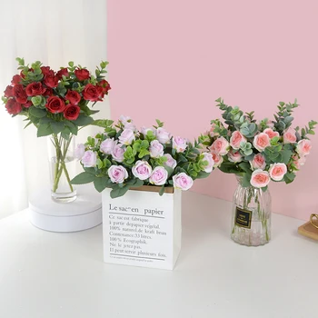 букет искусственных цветов из шелковой розы 30 см, 11 головок, дешевые искусственные цветы для украшения домашней свадьбы в помещении