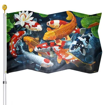 Акварельный флаг рыбы Кои, красивое художественное произведение, флаг для вечеринки во дворе садового домика, флаги для наружного украшения помещений, флаги с латунными люверсами
