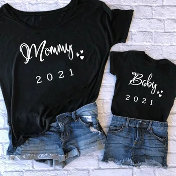 Семейные футболки, модная одежда для мамы и меня, одинаковая одежда для мамы и дочки 2021, повседневный семейный образ, одежда для мамы и мамы для девочек