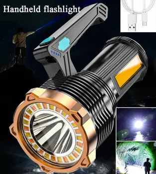 Мощный светодиодный фонарик Супер Яркий Многофункциональный рабочий фонарь для кемпинга охоты Прожектор USB аккумуляторная лампа COB Torch