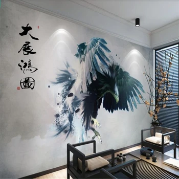 настенная роспись beibehang Custom 3D New China Абстрактная Грандиозная Выставка Eagle Wings Фотообои Фоновые обои для детской комнаты