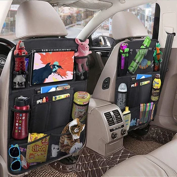 Органайзер для заднего сиденья Автомобиля, Защитная крышка заднего сиденья автомобиля с держателем планшета с сенсорным экраном, коврики для ног с сумкой для уборки в кармане