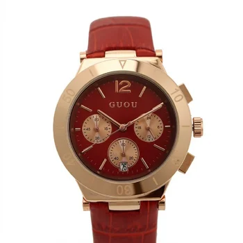 Многофункциональные женские часы с календарем, лидирующий бренд, высококачественные кожаные часы с 3 глазами, роскошный подарок для девушки, кварцевые наручные часы