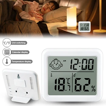 Temea ЖК-цифровые Комнатные часы Термометр Датчик температуры Измеритель влажности Гигрометр в помещении Метеостанция
