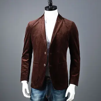 Мужской модный блейзер из мерсеризованного вельвета в винтажном стиле, маленький пиджак tide