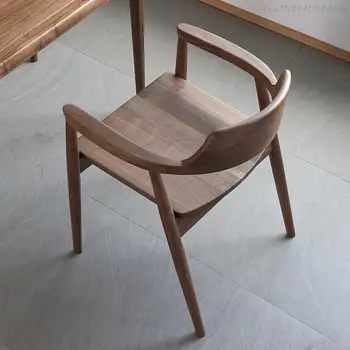 Обеденный стул из черного ореха, Чайный стул из массива дерева, Офисный подлокотник, кресло для переговоров, Клубный стул для отдыха в Японском стиле, Новый Китайский