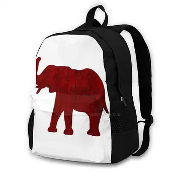 Рюкзак с 3D-принтом Crimson Wood Grain Elephant, повседневная сумка Crimson Elephant, Рулон из красного дерева Tide University University Of