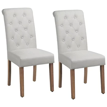Обеденный стул Parson с хохлатой обивкой и высокой спинкой, комплект из 2 предметов, Белый обеденный стул в современном стиле от Alden Design