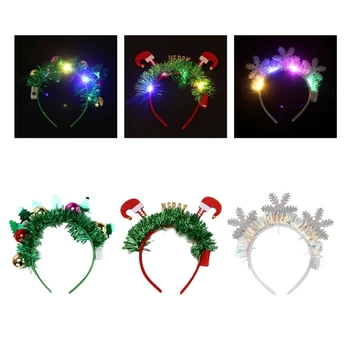 Рождественская светодиодная лента для волос, блестящая повязка на голову, реквизит для вечеринки, косплей, праздничный декоративный головной убор для детей и взрослых, универсальный
