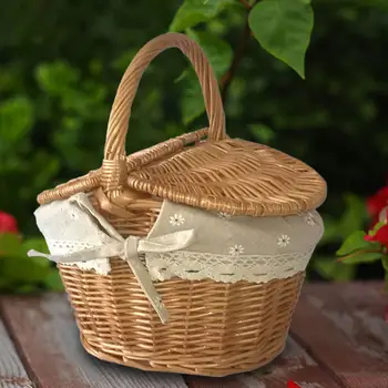 Плетеная корзина для пикника ручной работы, Ротанговая корзина для хранения хлеба