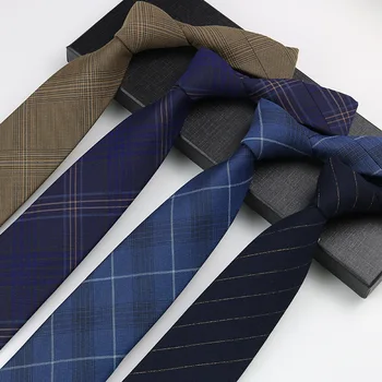 Высококачественные 8 см в клетку и полоску, Серые Темно-синие однотонные хлопковые галстуки для мужчин, деловой повседневный костюм в британском стиле, рубашка, галстуки для рук