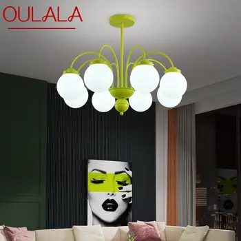 Современная люстра OULALA из светодиодного зеленого стекла, подвесные светильники креативного дизайна для дома, гостиной, спальни