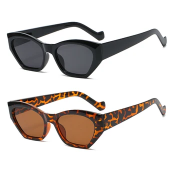 Солнцезащитные очки в ретро-прямоугольной многоугольной оправе 1ШТ, Леопардовые Черные Женские Модные Дизайнерские Солнцезащитные очки, очки с защитой от ультрафиолета 400, Солнцезащитные очки