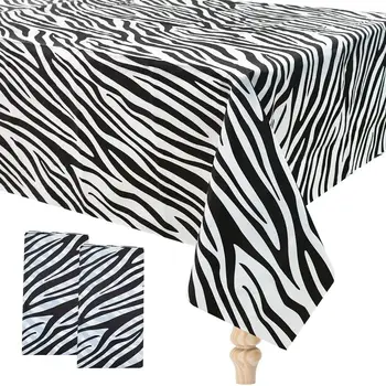 Скатерть в тематике сафари с животными, 2 предмета, крышка для стола в зоопарке джунглей, принадлежности для вечеринок с принтом зебры на тему животных в джунглях