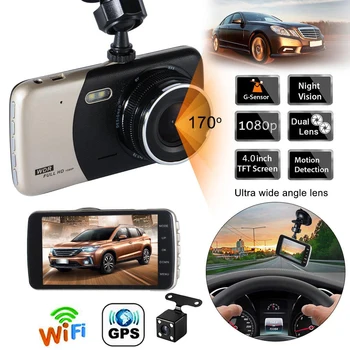 Автомобильный видеорегистратор WiFi Full HD 1080P Видеорегистратор Камера заднего вида Видеорегистратор Черный ящик ночного видения Авторегистратор Автомобильная камера GPS трекер