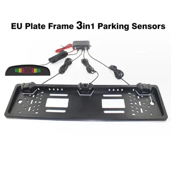 Датчик парковки автомобиля Parktronics EU Радар заднего хода в рамке европейского номерного знака с 3 датчиками