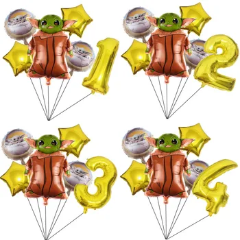 1 комплект Мандалорианской алюминиевой пленки Baby Yoda Набор воздушных шаров с номером из фольги 32 дюйма Украшения для тематической вечеринки Детские Игрушки Подарок на День рождения
