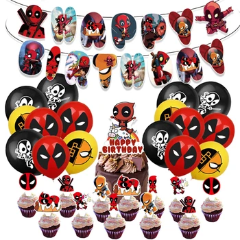 Тема супергероев Disney Marvel, украшение для дня рождения Дэдпула, Латексный воздушный шар, Топпер для торта, Принадлежности для детского душа, Детские Игрушки