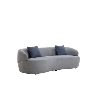 Современный изогнутый диван, 3-местный диван Cloud, Тканевый диван Boucle для гостиной, спальни, офиса Серый