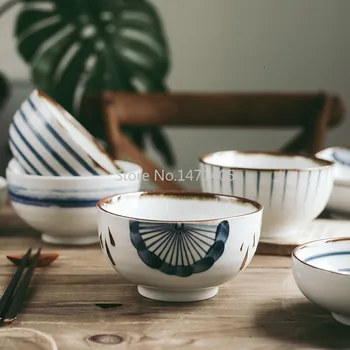 Креативная японская керамическая бытовая миска с ручной росписью, большая миска для лапши, миска для овощей, миска для супа, миска для каши в ресторане, миска для рамена