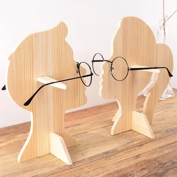 Креативная рамка для дисплея солнцезащитных очков Кронштейн из цельного дерева Рамка для дисплея очков Мужская и женская Деревянная рамка для очков в виде головы