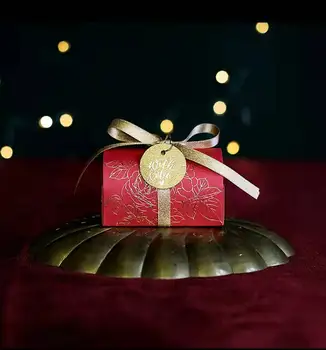 Бесплатная доставка, 50 шт., коробка конфет для свадебных подарков, новое поступление, роскошное золотое тиснение, темно-синий, бордовый, красный, золотой, белый