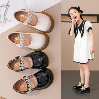 Женская кожаная обувь для детей, свадебное платье, школьная обувь принцессы, удобные детские туфли Мэри Джейнс для девочек, Мокасины