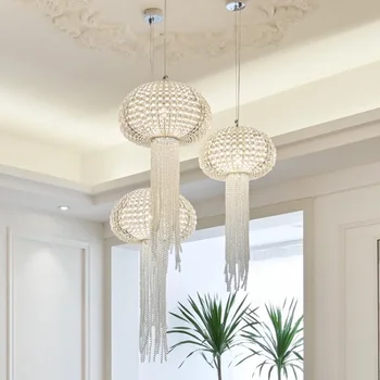 Люстры, светодиодные лампы, современное декоративное освещение в форме медузы из прозрачного хрусталя для гостиной-острова