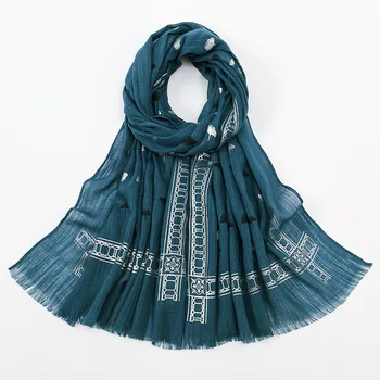Тонкая серебристая шаль в этническом стиле, Высококачественный газовый женский солнцезащитный шарф, Пляжные шарфы, шали для кондиционирования воздуха