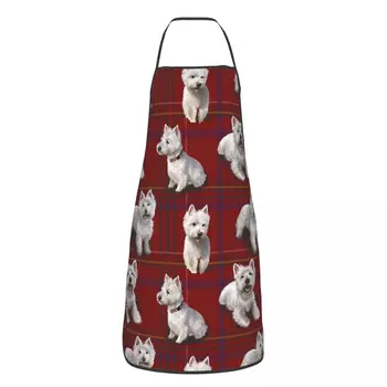 Кухонный фартук для гриля West Highland Terrier Westie, Маслостойкий, с милым щенком, передники для шеф-повара унисекс, для приготовления пищи, уборки дома