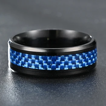 Модные мужские кольца из высококачественного титана, нержавеющей стали, синих колец из углеродного волокна для мужчин, женщин, очаровательных ювелирных изделий для свадебной вечеринки, подарков