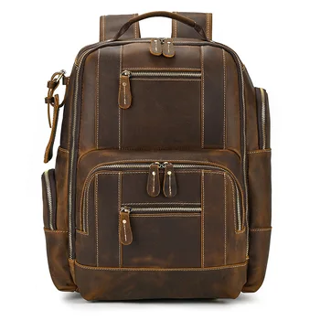 Роскошные мужские рюкзаки в стиле ретро, студенческая школьная сумка большой емкости, сумка для компьютера из натуральной кожи, дорожная сумка на открытом воздухе, рюкзак 3A