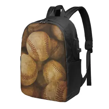Бейсбольный бэкгорунд Американская спортивная тематика Классический базовый холщовый школьный рюкзак Повседневный рюкзак Офисный рюкзак для мужчин и женщин