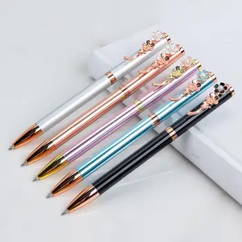 Нежная многоцветная сменная заправка, очаровательная шариковая ручка с зажимом из искусственного жемчуга, прочная шариковая ручка, школьные принадлежности