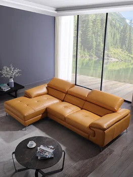 Италия простой современный свет роскошная гостиная кожаный диван ткань художественная мебель для небольших квартир