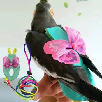 Профессиональный моющийся летный костюм для попугая контрастного цвета, летный костюм для попугая, декор в виде крыльев бабочки, принадлежности для птиц