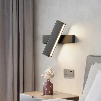 Минималистичный вращающийся настенный светильник гостиная прикроватный светильник для спальни AC220V светодиодное внутреннее освещение отделка из орехового дерева