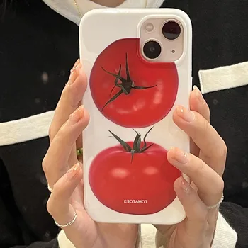 Япония Корея Силиконовый мягкий чехол для телефона с милым рисунком помидора для iPhone 12 11 13 Pro XR X XS Max 7 8 Plus, защитная задняя крышка
