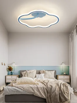 Минималистичный линейный потолочный светильник без основной лампы, дизайнерский смысл, облачная лампа, лампа для спальни, белая пудрово-голубая лампа для детской комнаты для девочек