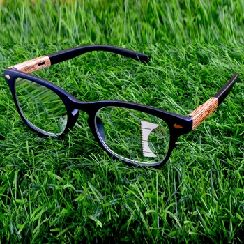 Мужские прогрессивные мультифокальные очки для чтения ручной работы в синей квадратной оправе с зернистостью дерева + от 0,75 до + 4