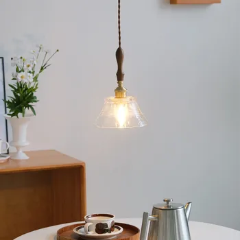 Подвесной светильник из японского орехового стекла, винтажная лампа в стиле лофт, кухня, столовая, подвесные светильники для потолочного домашнего декора, освещение