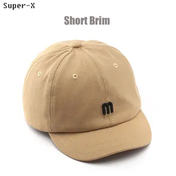 Мужские кепки, бейсболка с короткими полями, женская бейсболка с вышивкой буквами M, хлопковые мягкие шапки-кепки для женщин