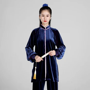 Зимняя утепленная одежда для тайцзицюань, женская одежда для ушу, одежда для соревнований по кунг-фу, униформа для боевых искусств, без морщин 2023 г.