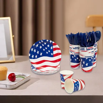 Американская Салфетка, набор одноразовой посуды, чашки, тарелки, принадлежности для патриотической вечеринки, детский душ, День Независимости 4 июля, принадлежности