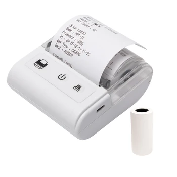 Портативный Мини-Термопринтер Для Чеков С Подключением USB и BT 2 дюйма 57 мм Беспроводной Высокоскоростной Принтер с 1 Рулоном Бумаги