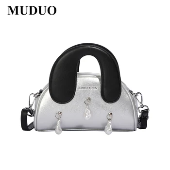 Дизайнерская женская сумка MUDUO, роскошные брендовые серебряные сумки, лоскутная оболочка, уникальная сумка через плечо, трендовый кошелек, сумки для ужина на плечо