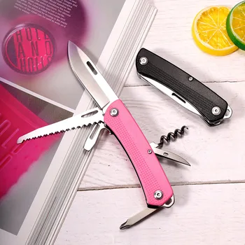 Розовый складной нож Многоцелевые инструменты для самообороны Охотничий тактический карманный нож Снаряжение для выживания Туристическое снаряжение EDC Ручные инструменты