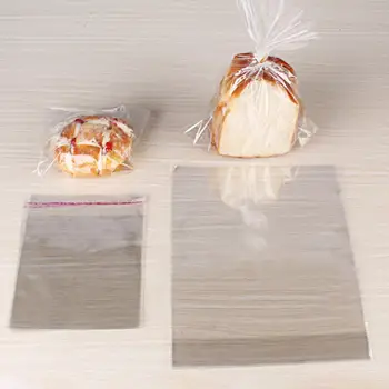 100шт Мешок для выпечки ПЭТ Влагостойкий мешок для хлеба Прозрачный кондитерский мешок прямоугольной формы Легкий портативный пакет для тостов для пекарни